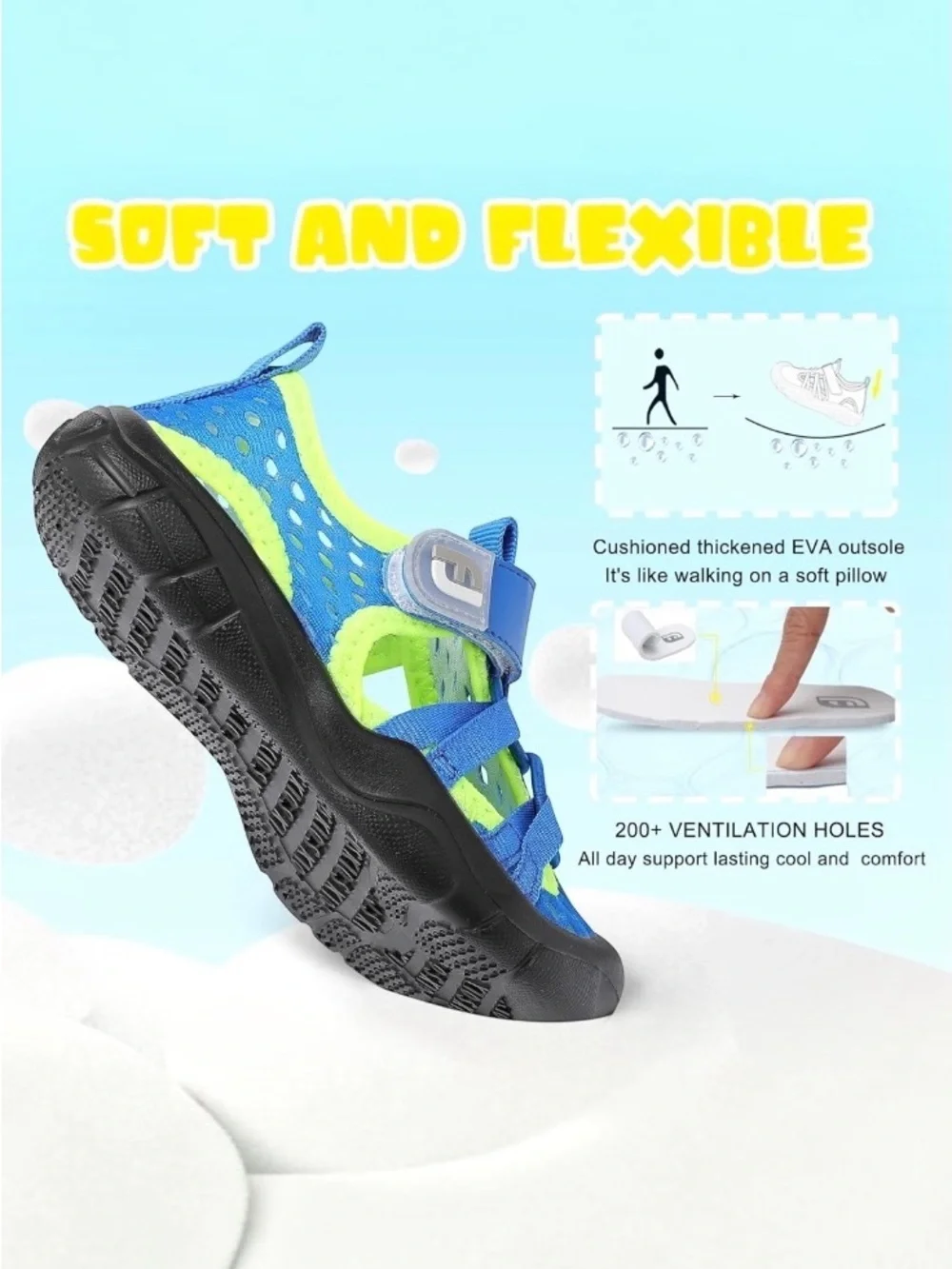 NEW Joinfree Blue & Green Durable Lightweight Walking Sandals Toddler's size 10